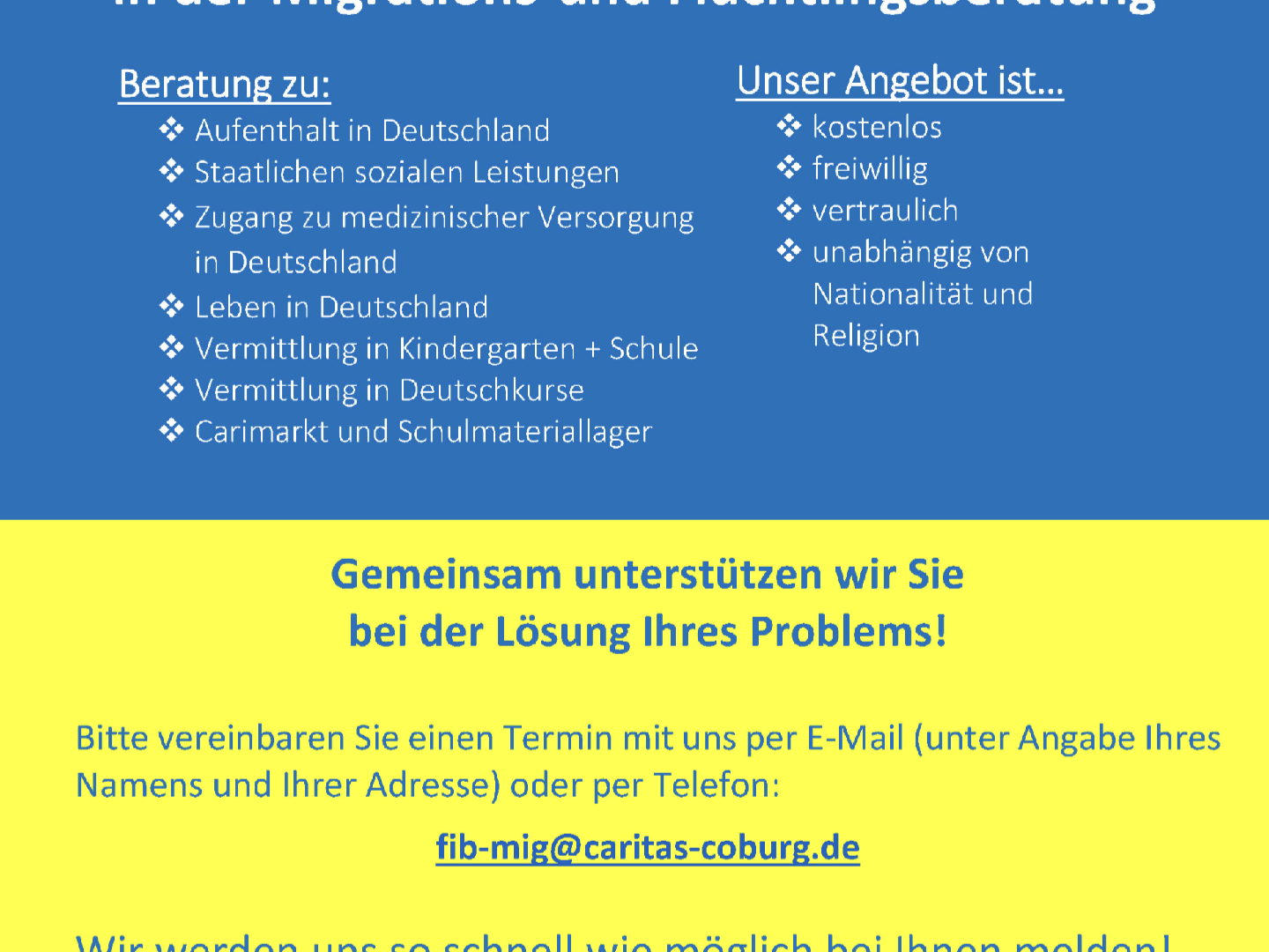 Anlaufstelle für ukrainische Flüchtlinge in der Migrations- und Flüchtlingsberatung